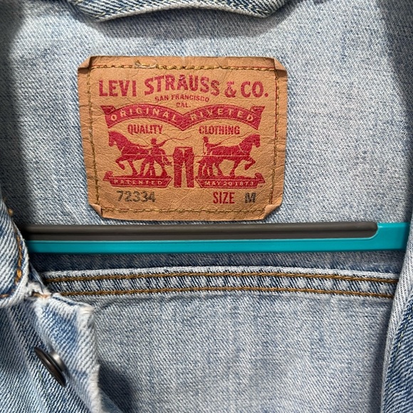Levi's Blue Jean Jacket Classic Denim personalized  Medium - Picture 3 of 9